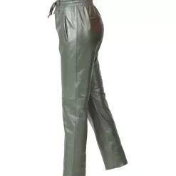 OAKWOOD Pantalons^Gift Metal Vert Fonce - Pantalon Jogpant Cuir Veritable