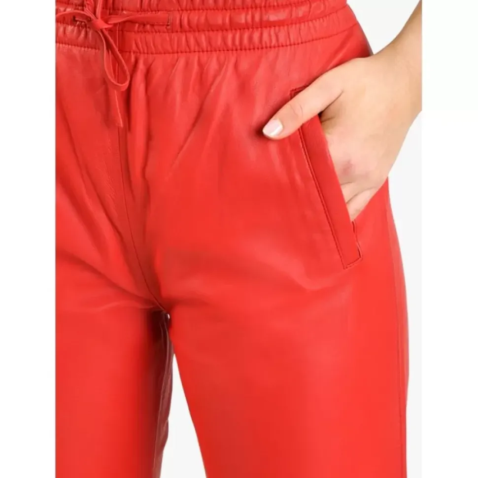 OAKWOOD Pantalons^Gift Rouge Fonce - Pantalon Jogpant Cuir Veritable