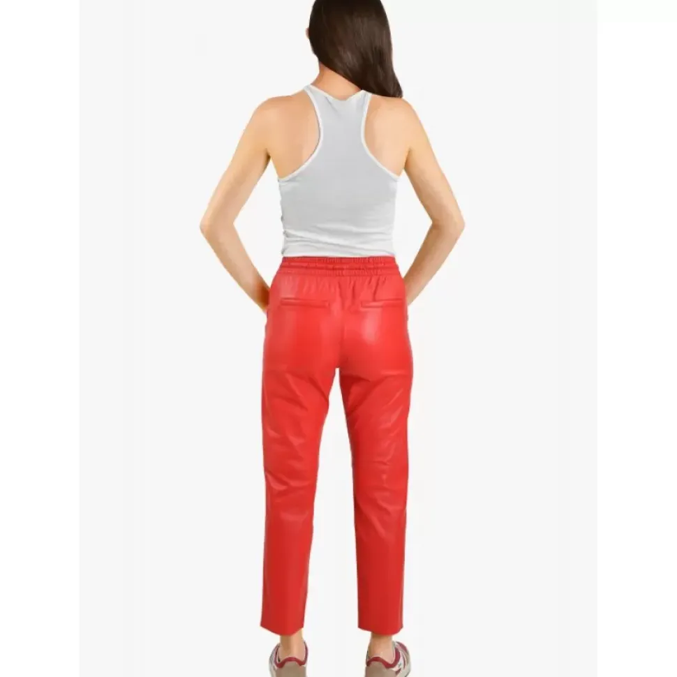 OAKWOOD Pantalons^Gift Rouge Fonce - Pantalon Jogpant Cuir Veritable