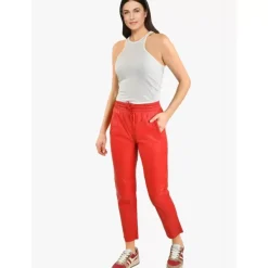 OAKWOOD Pantalons^Gift Rouge Fonce - Pantalon Jogpant Cuir Veritable