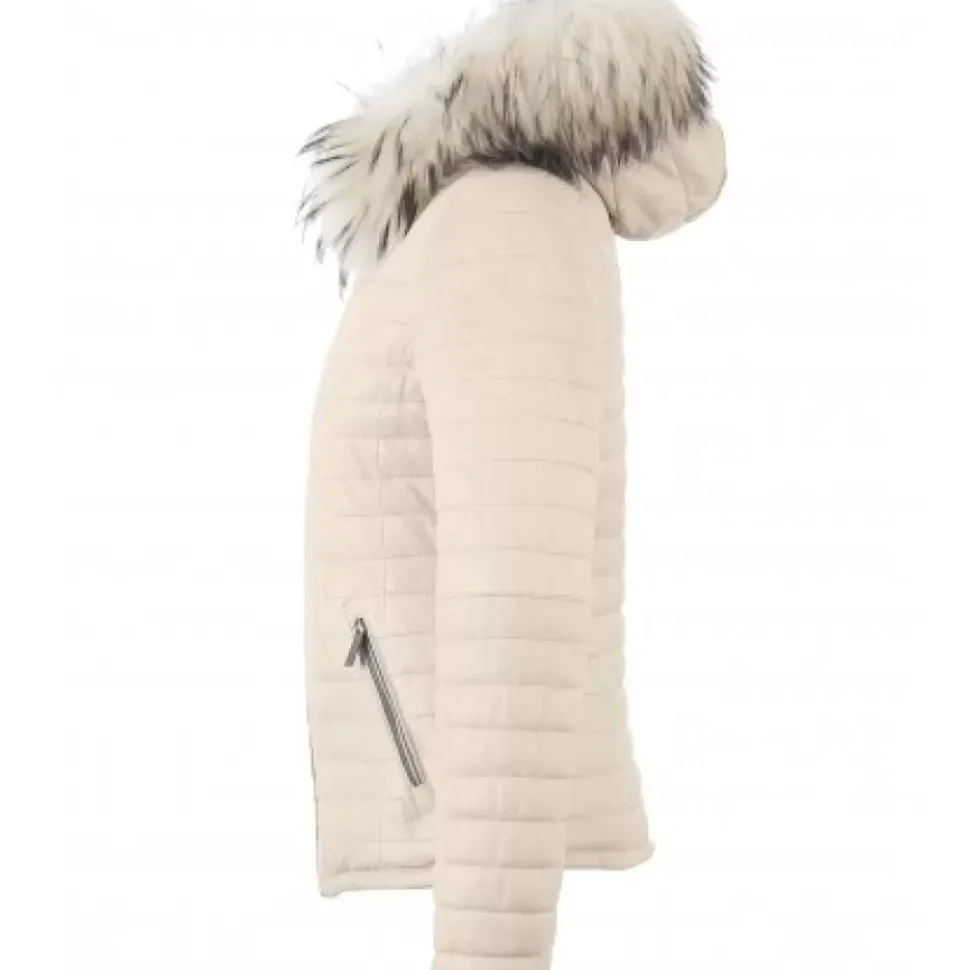 OAKWOOD Doudounes^Happy Ivoire - Doudoune En Cuir Veritable A Capuche & Fourrure
