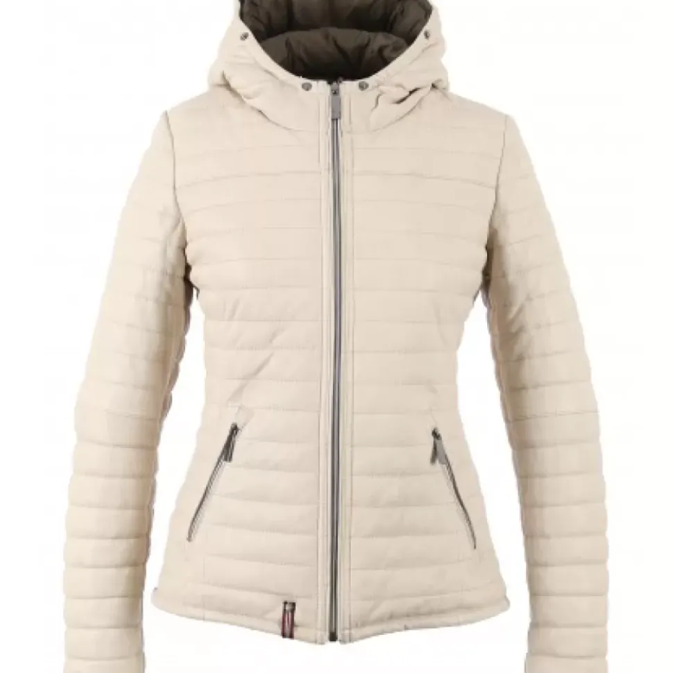 OAKWOOD Doudounes^Happy Ivoire - Doudoune En Cuir Veritable A Capuche & Fourrure