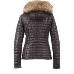 OAKWOOD Doudounes^Happy Marron - Doudoune En Cuir Veritable A Capuche & Fourrure