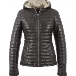 OAKWOOD Doudounes^Happy Marron - Doudoune En Cuir Veritable A Capuche & Fourrure