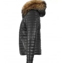 OAKWOOD Doudounes^Happy Noir - Doudoune En Cuir Veritable A Capuche & Fourrure