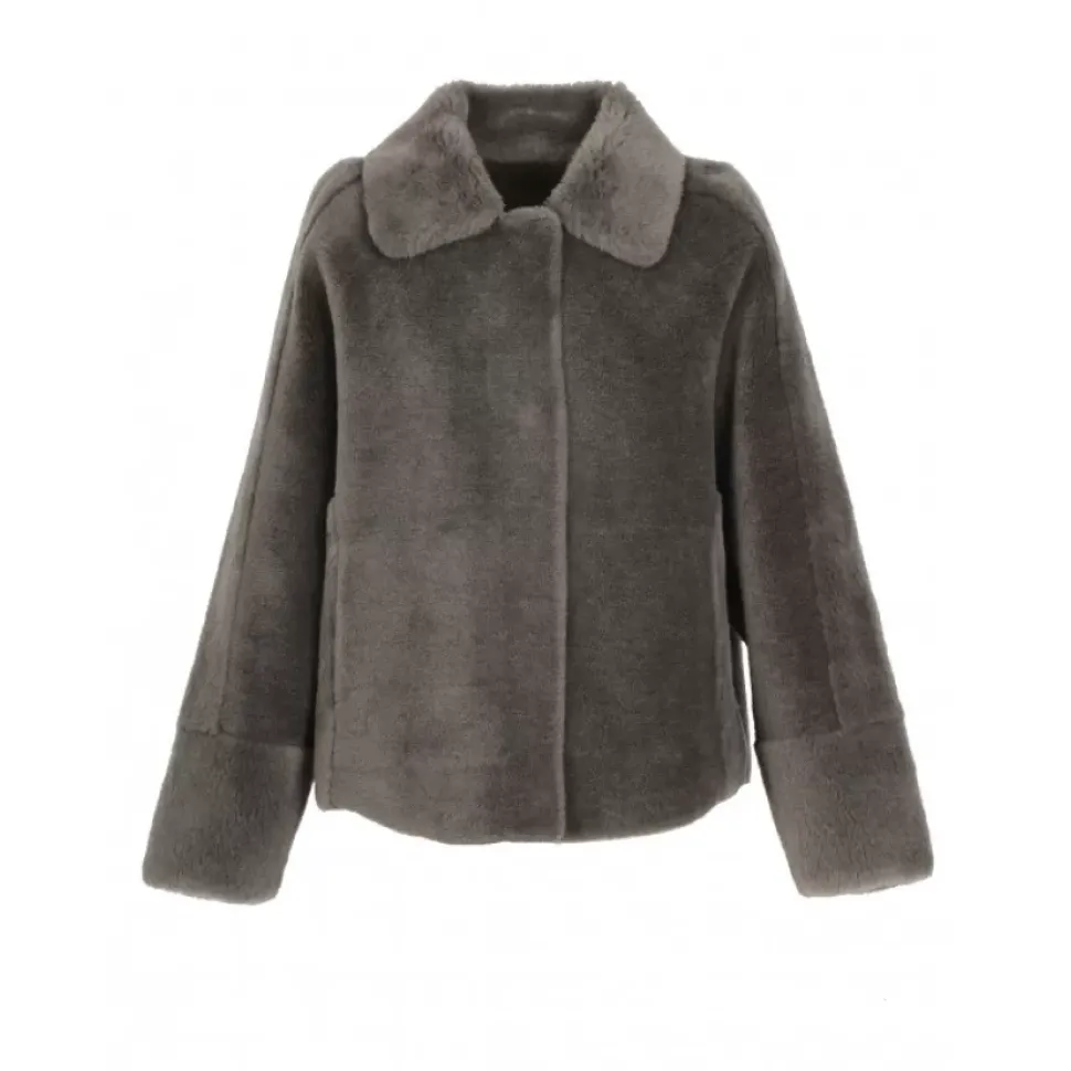 OAKWOOD Vestes^Helen Kaki Fonce - Veste Reversible Effet Peau Lainee