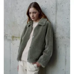 OAKWOOD Vestes^Helen Vert Pale - Veste Reversible Effet Peau Lainee