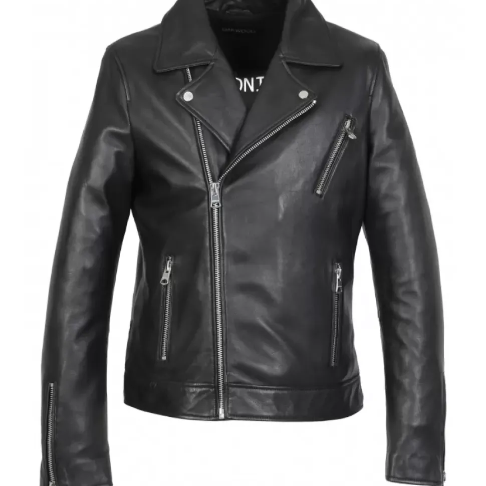 OAKWOOD Blousons^Hommage Noir - Blouson Asymetrique En Cuir Veritable
