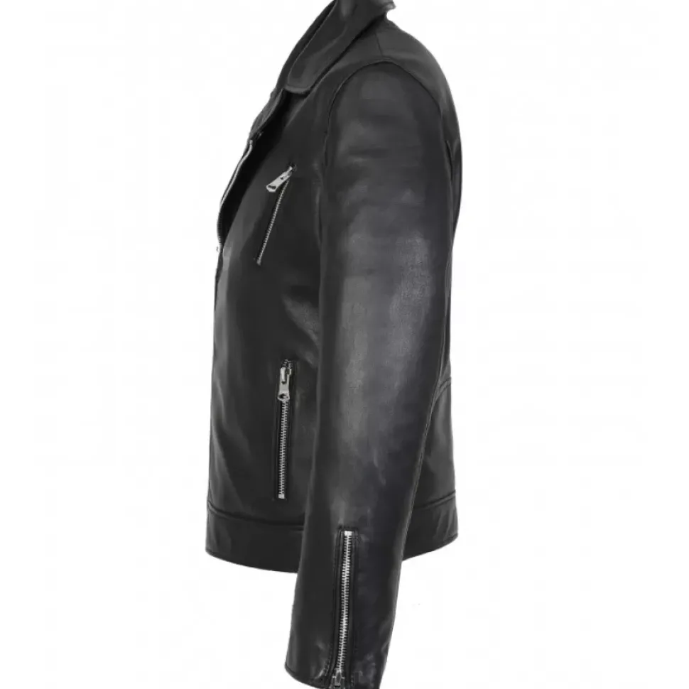 OAKWOOD Blousons^Hommage Noir - Blouson Asymetrique En Cuir Veritable