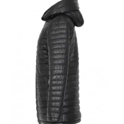 OAKWOOD Doudounes^Hopper Noir - Doudoune Mi-Longue En Cuir Veritable Capuche A Revers