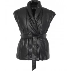 OAKWOOD Gilets^Impulse Noir - Doudoune Courte Sans Manche En Cuir Veritable