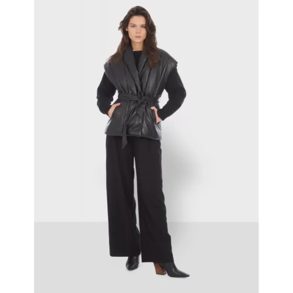 OAKWOOD Gilets^Impulse Noir - Doudoune Courte Sans Manche En Cuir Veritable