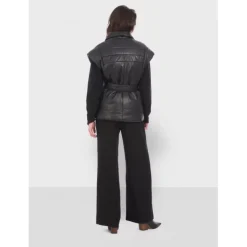 OAKWOOD Gilets^Impulse Noir - Doudoune Courte Sans Manche En Cuir Veritable