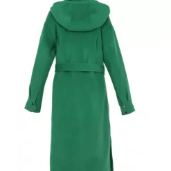 OAKWOOD Manteaux^Impulsion Vert - Manteau Long Oversize En Laine Melangee Capuche Amovible & Ceinture A Nouer