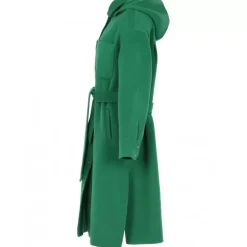OAKWOOD Manteaux^Impulsion Vert - Manteau Long Oversize En Laine Melangee Capuche Amovible & Ceinture A Nouer