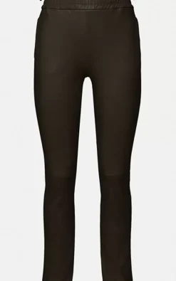 OAKWOOD Pantalons^Ivana Marron Fonce - Pantalon Legging Stretch En Cuir Veritable