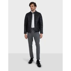 OAKWOOD Doudounes^Julien Noir - Doudoune En Cuir Veritable Avec Col Mao Pressionne