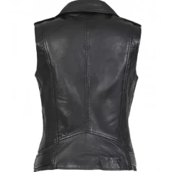 OAKWOOD Gilets^Kylie 6 Noir - Blouson Sans Manches Esprit Biker En Cuir Veritable