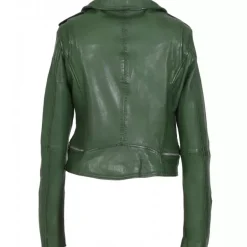 OAKWOOD Blousons^Kyoto Vert - Blouson En Cuir Veritable Effet Lave