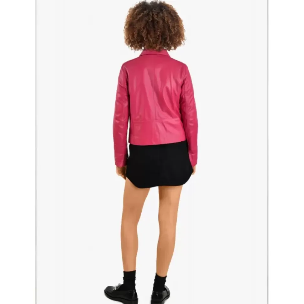 OAKWOOD Vestes^Leslie Fushia - Veste Courte Col Chemise En Cuir Veritable
