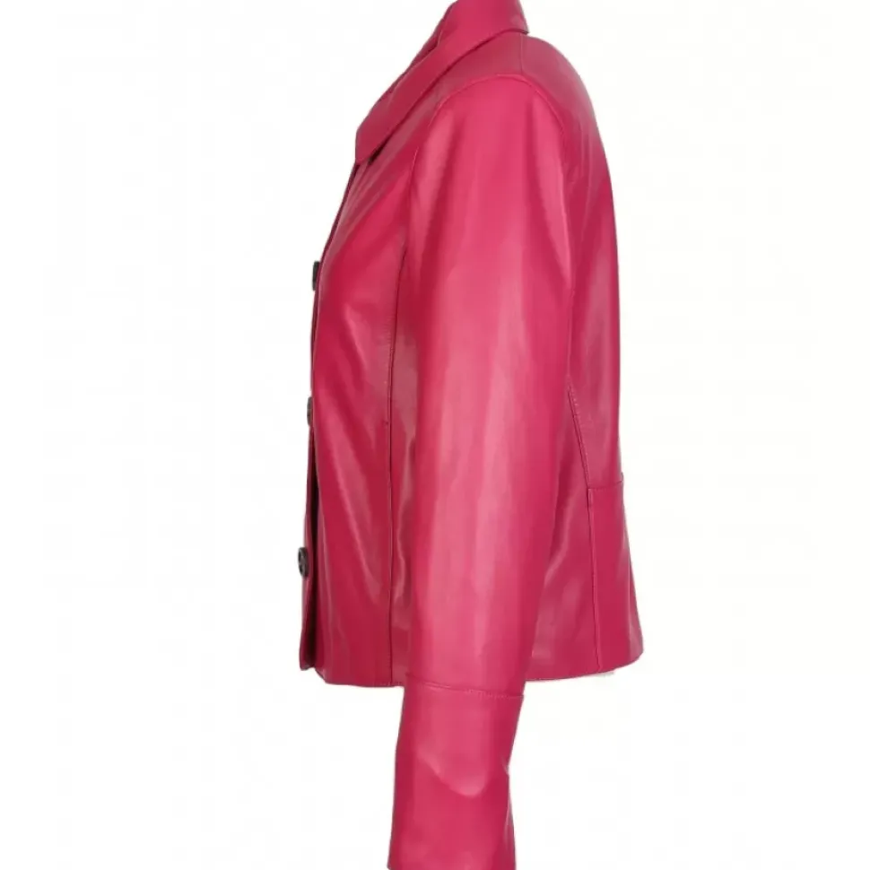OAKWOOD Vestes^Leslie Fushia - Veste Courte Col Chemise En Cuir Veritable