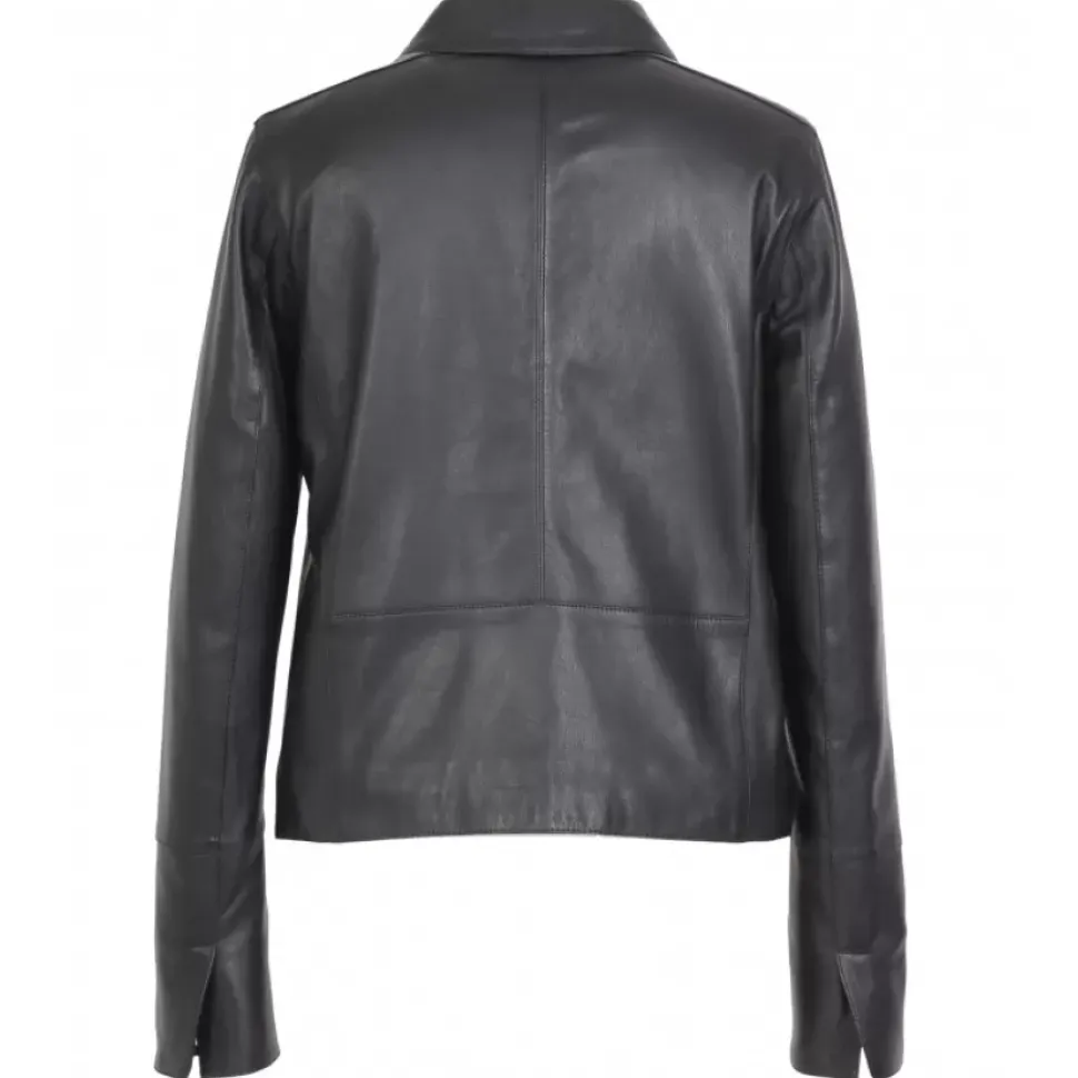 OAKWOOD Vestes^Leslie Noir - Veste Courte Col Chemise En Cuir Veritable