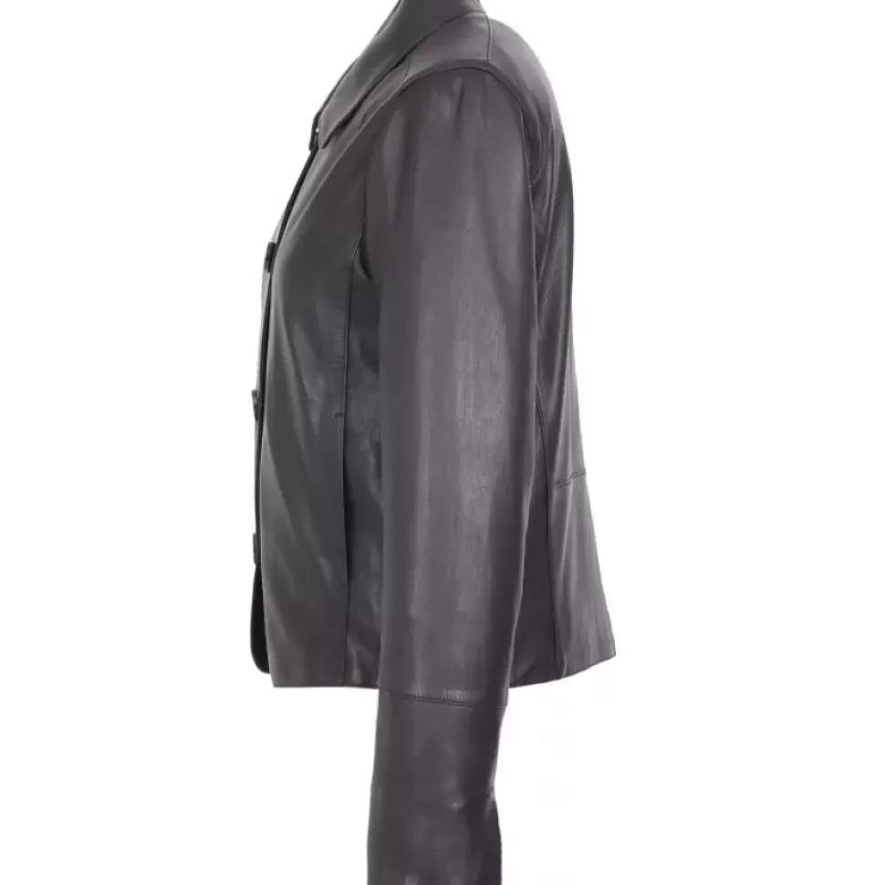 OAKWOOD Vestes^Leslie Noir - Veste Courte Col Chemise En Cuir Veritable