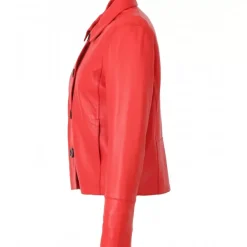 OAKWOOD Vestes^Leslie Rouge Fonce - Veste Courte Col Chemise En Cuir Veritable