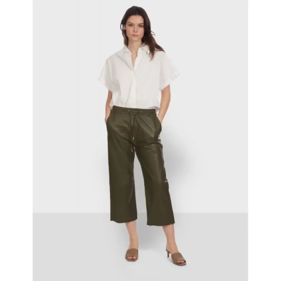 OAKWOOD Pantalons^Loft Kaki - Pantalon Court En Cuir Veritable De Mouton