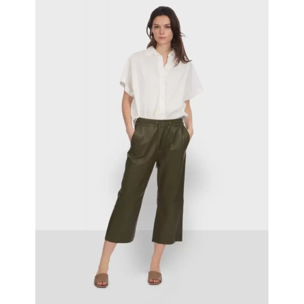 OAKWOOD Pantalons^Loft Kaki - Pantalon Court En Cuir Veritable De Mouton