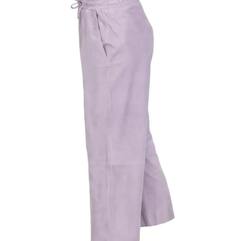 OAKWOOD Pantalons^Loft Lilas - Pantalon Court En Cuir Veritable De Chevre Velours