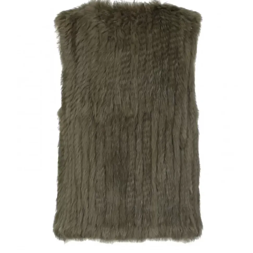 OAKWOOD Gilets^Magali Kaki - Gilet Sans Manche En Fourrure Veritable
