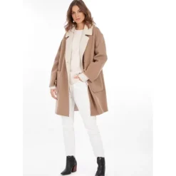 OAKWOOD Manteaux^Magdalena Taupe - Manteau Court Reversible En Laine