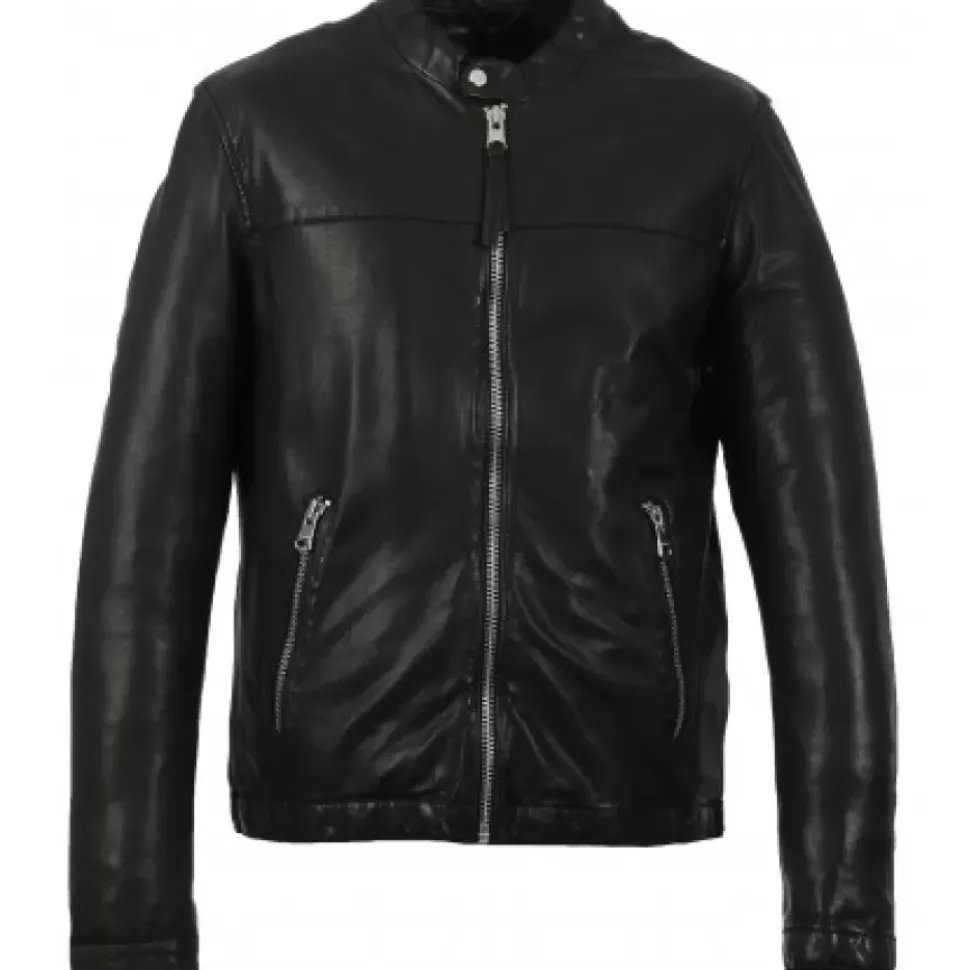 OAKWOOD Blousons^Maiden Noir - Blouson Court En Cuir Veritable