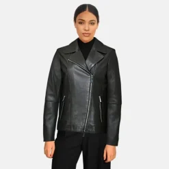 OAKWOOD Blousons^Maranta (Ref. 64592 Noir - Blouson Asymetrique En Cuir Veritable