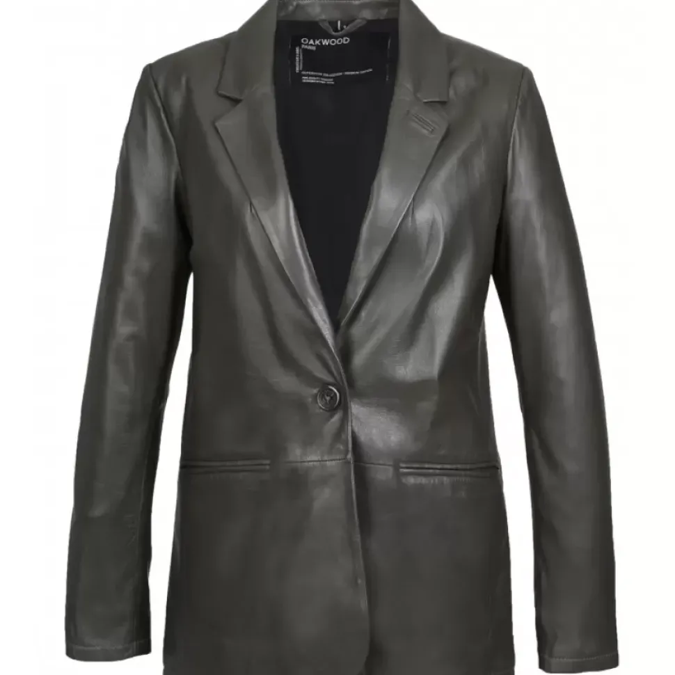 OAKWOOD Vestes^Meg Kaki Fonce- Blazer En Cuir Veritable De Mouton