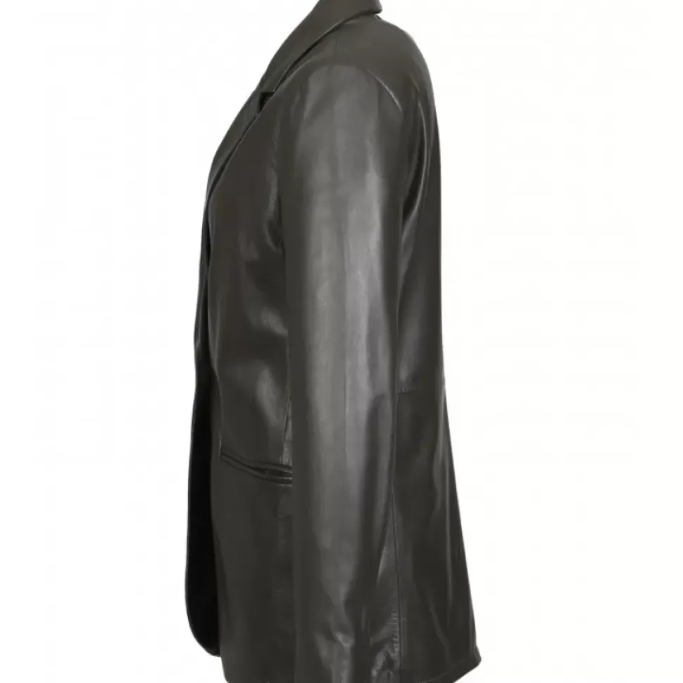 OAKWOOD Vestes^Meg Kaki Fonce- Blazer En Cuir Veritable De Mouton