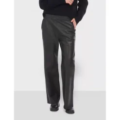 OAKWOOD Pantalons^Mila Noir - Pantalon Large Taille Haute En Cuir Veritable