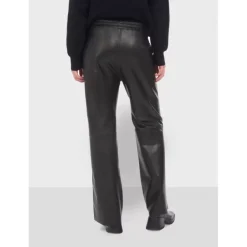 OAKWOOD Pantalons^Mila Noir - Pantalon Large Taille Haute En Cuir Veritable