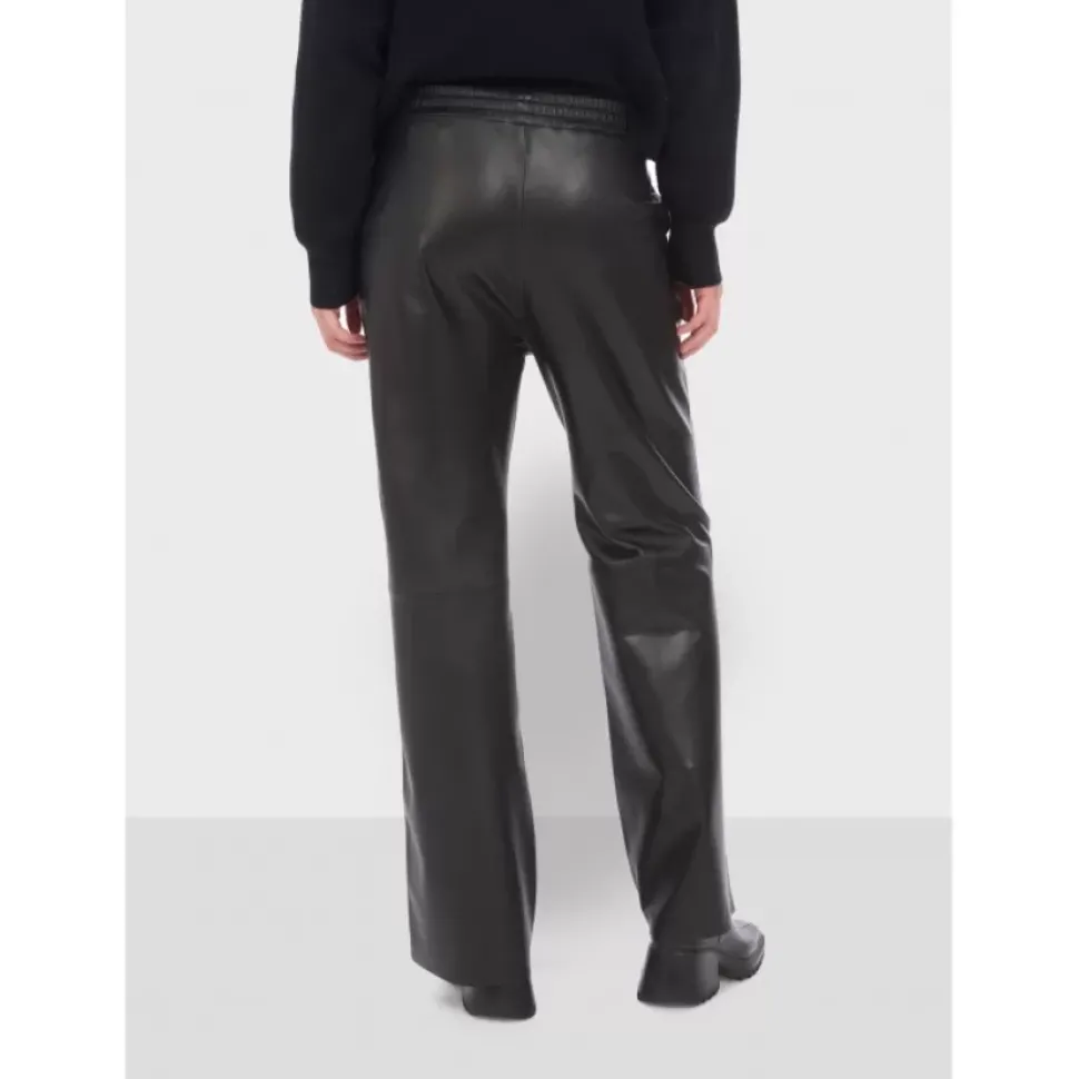 OAKWOOD Pantalons^Mila Noir - Pantalon Large Taille Haute En Cuir Veritable