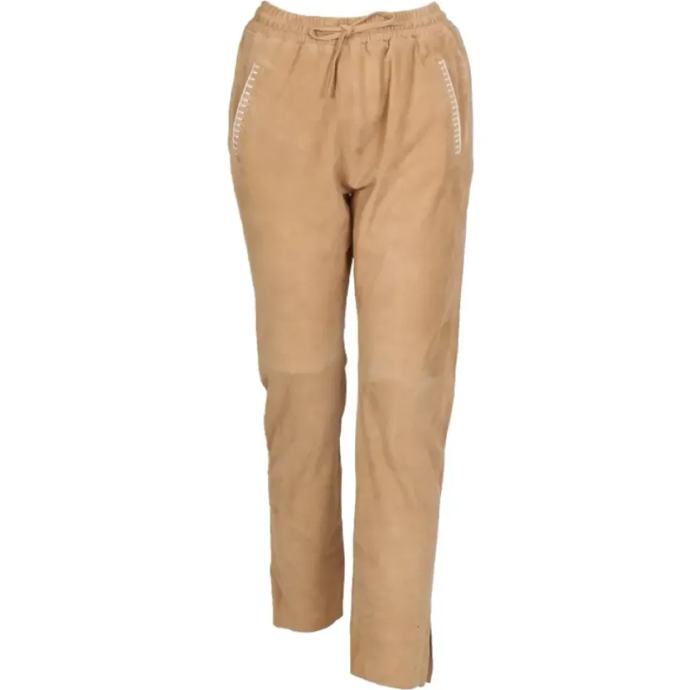 OAKWOOD Pantalons^Mouna Toffee - Pantalon Jogpant Cuir Veritable Chevre Velours