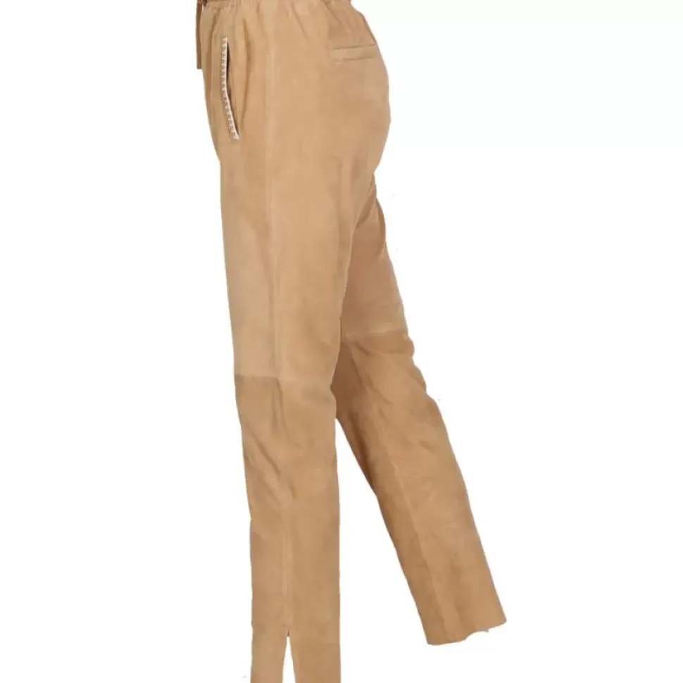 OAKWOOD Pantalons^Mouna Toffee - Pantalon Jogpant Cuir Veritable Chevre Velours