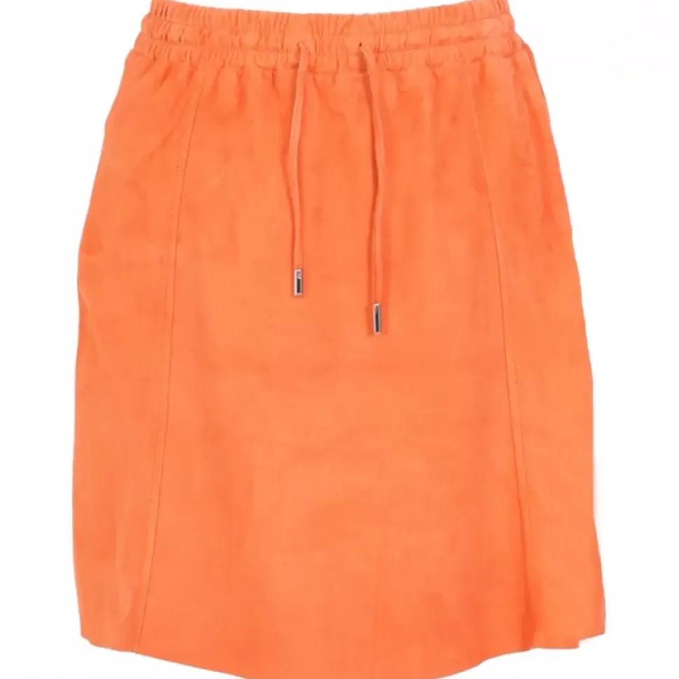 OAKWOOD Jupes Et Shorts^Nina Corail - Jupe Courte En Cuir Veritable De Chevre Velours