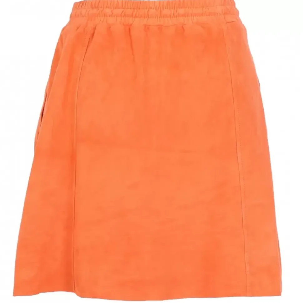 OAKWOOD Jupes Et Shorts^Nina Corail - Jupe Courte En Cuir Veritable De Chevre Velours