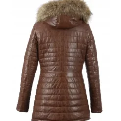 OAKWOOD Doudounes^Popping Cognac - Doudoune Longue En Cuir Veritable Bicolore