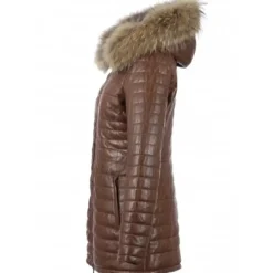 OAKWOOD Doudounes^Popping Cognac - Doudoune Longue En Cuir Veritable Bicolore