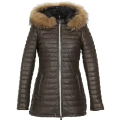 OAKWOOD Doudounes^Poppy Marron - Doudoune Longue En Cuir Veritable