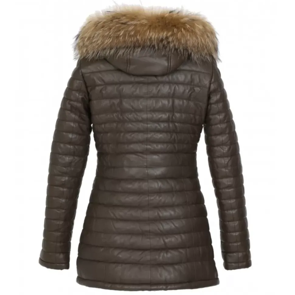 OAKWOOD Doudounes^Poppy Marron - Doudoune Longue En Cuir Veritable