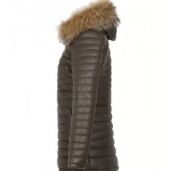 OAKWOOD Doudounes^Poppy Marron - Doudoune Longue En Cuir Veritable