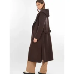OAKWOOD Manteaux^Positano Bi Marron Fonce/Gris - Manteau Long En Laine A Capuche